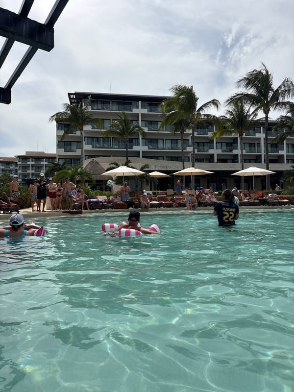 Submerged pool bar scene at a Punta Sam resort