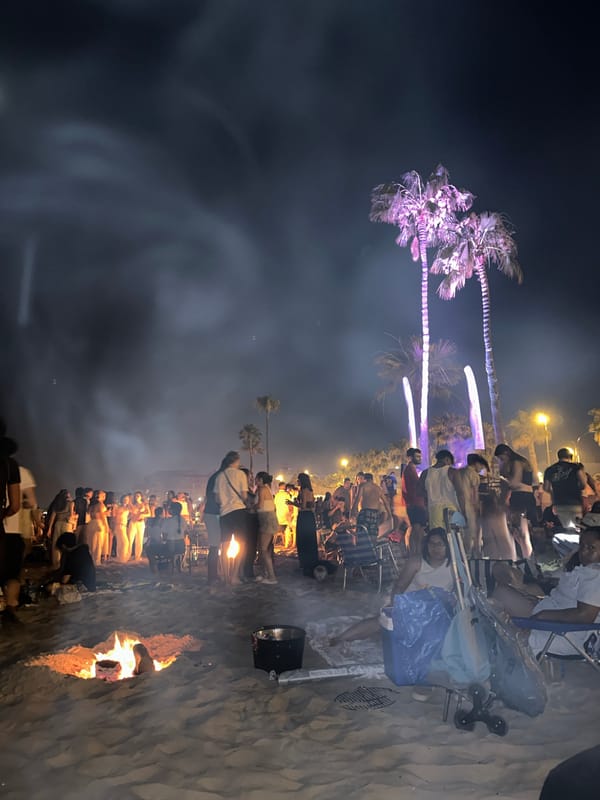 Noche de San Juan bonfires and crowds on Torrevieja beach