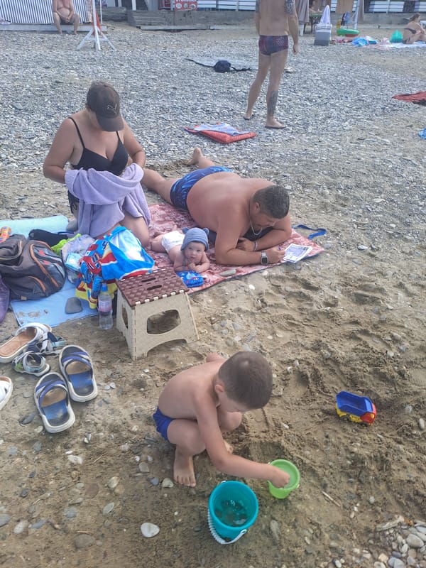 Dzhubga beach in full summer mode on the Black Sea