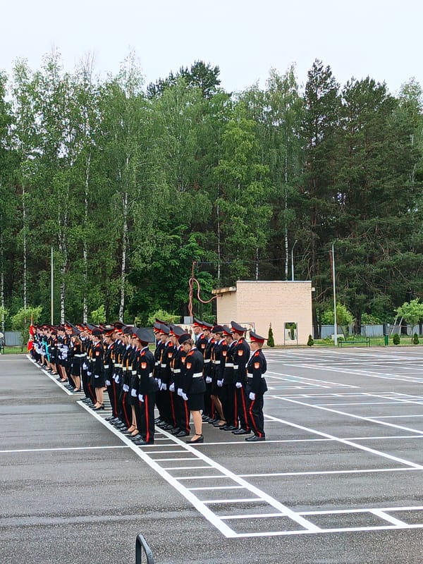 Military ceremony with uniformed cadets held in Parechcha, Belarus