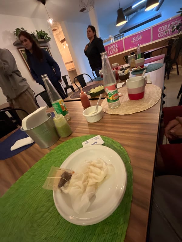 Restaurant meal aftermath captured in Atlixco, Mexico