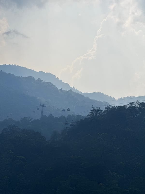 Misty mountain view at Bà Nà Hills cable car
