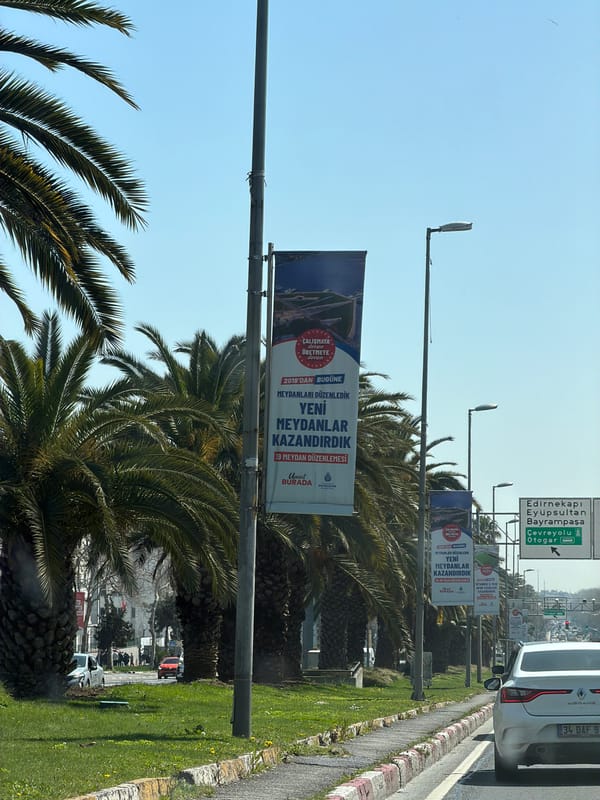 Car parked near landscaped roadside in Istanbul
