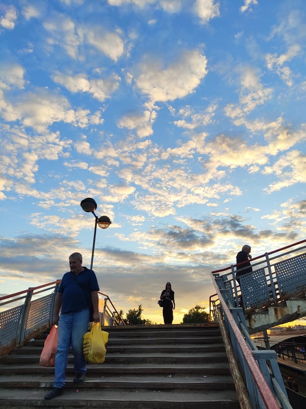 Sunset over Ramenskoye station, from overpass to drone