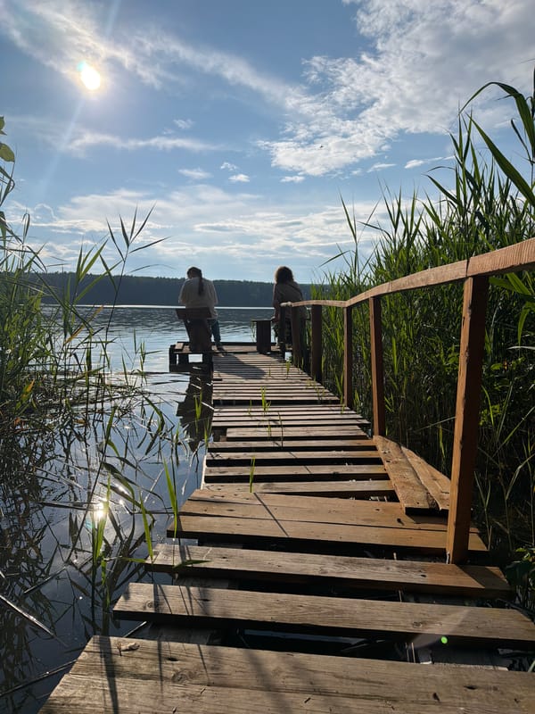 Lazy summer afternoon on a lakeside pier in Votkinsk