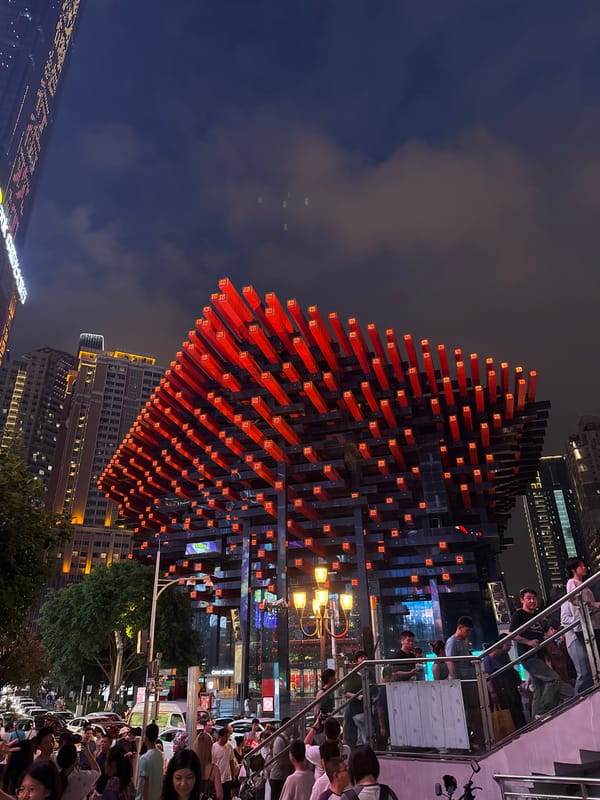 Hongyadong complex glowing at night in Chongqing