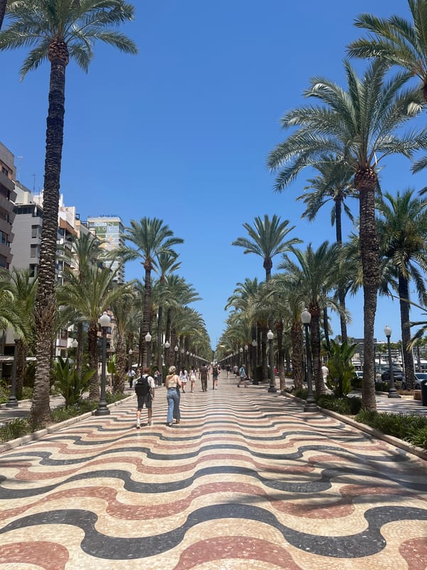 Walking Alicante's Explanada de España promenade and port area