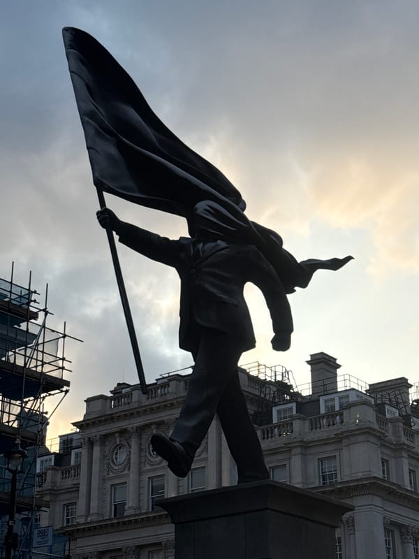 Boadicea statue and classical architecture observed in central London