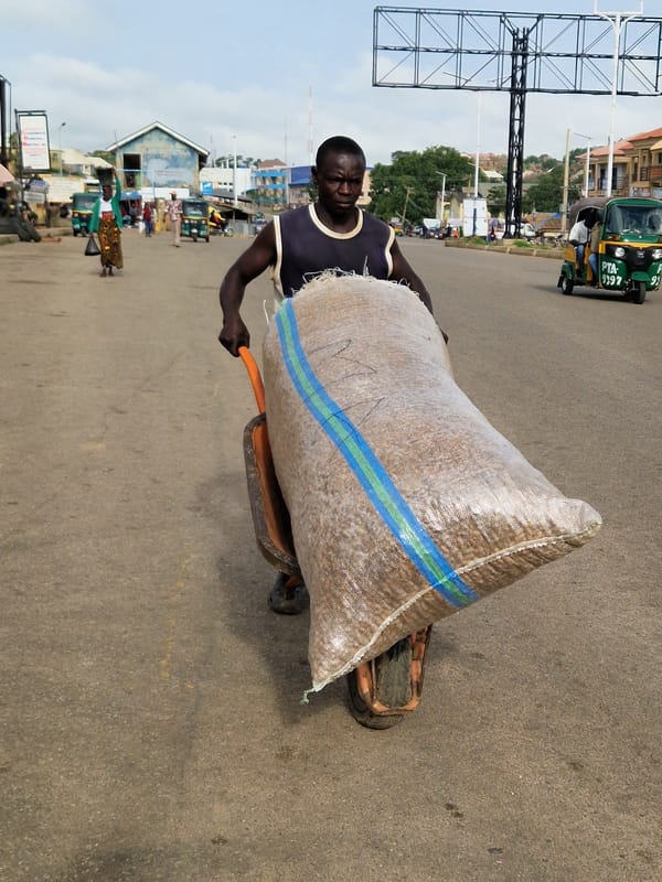 Morning street and market life in Kabong, Nigeria