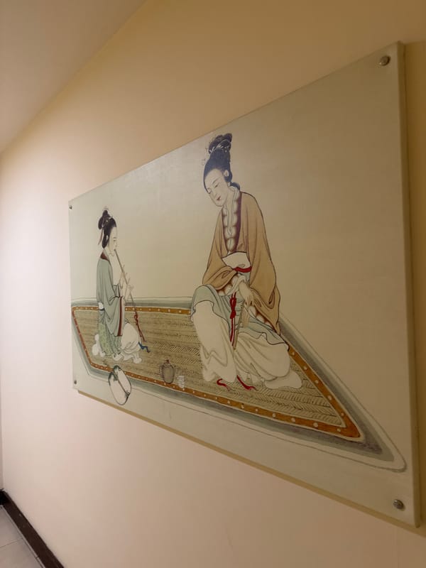 Hotel evening in Aksu with art, a cat, and nightlife nearby