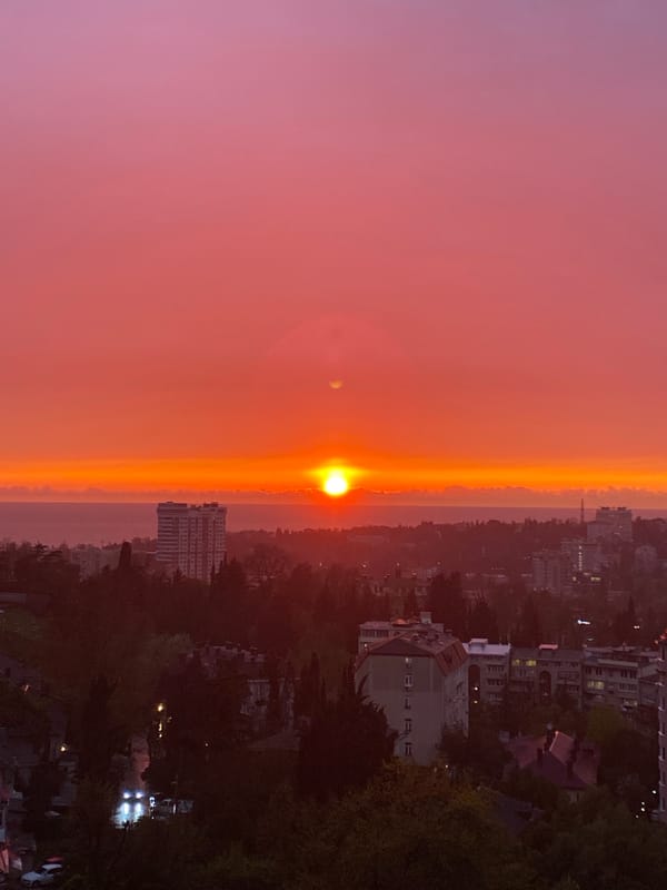 Sunset observed over Black Sea in Sochi, Russia