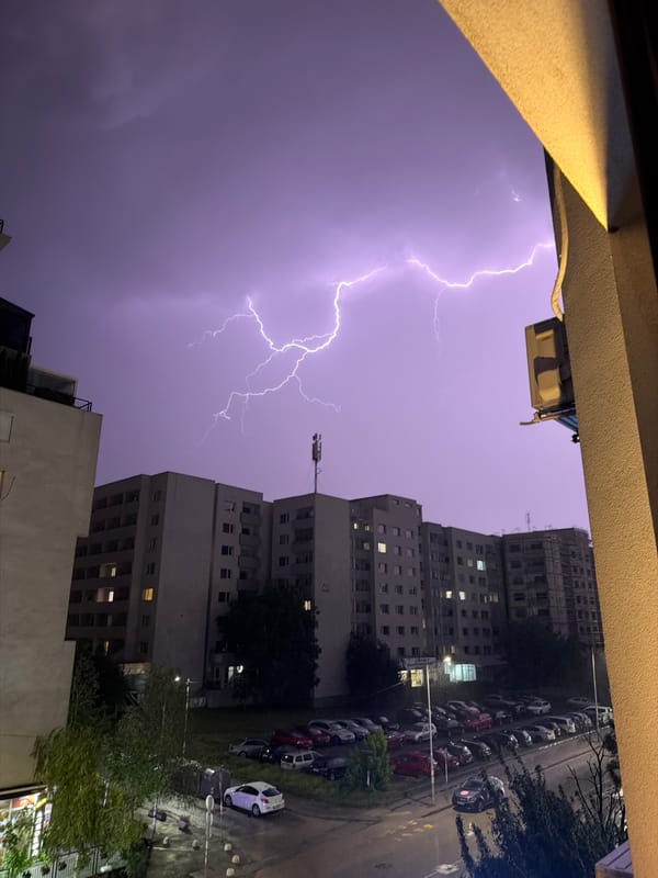 Storm with lightning observed over Sofia apartment buildings