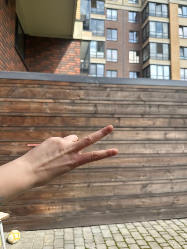 Casual morning moments around a brick apartment building