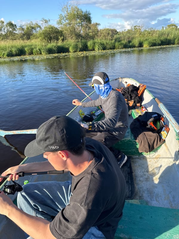 Boating and fishing on a quiet Saint Petersburg waterway