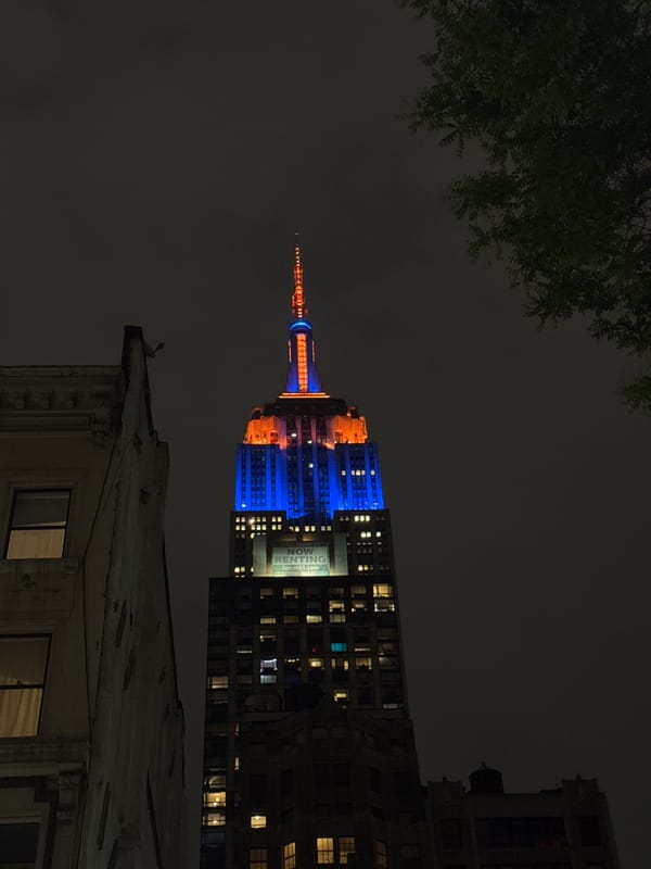 NYC Skyscrapers Glow Blue and Orange in Coordinated Display
