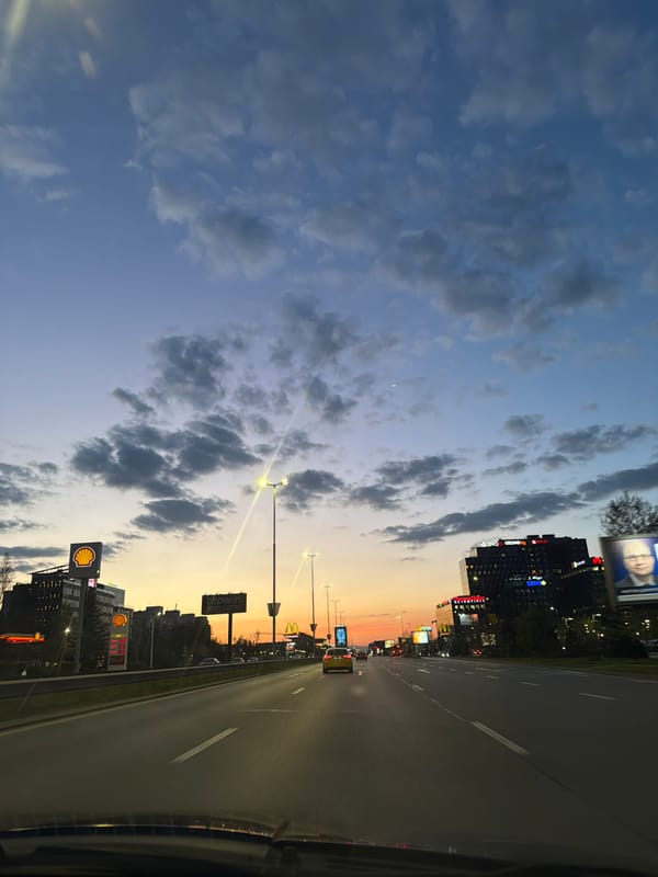 Evening street scenes captured in Sofia, Bulgaria