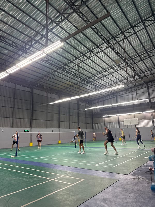 Badminton morning at an indoor court in Ko Samui