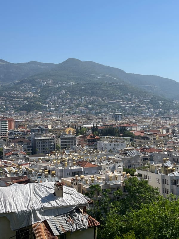 Morning aerial view captured of Alanya, Turkey coastal city