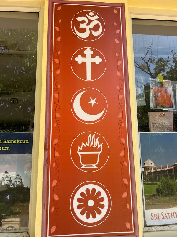 Early morning documentation of Puttaparthi museum, gardens, and architecture