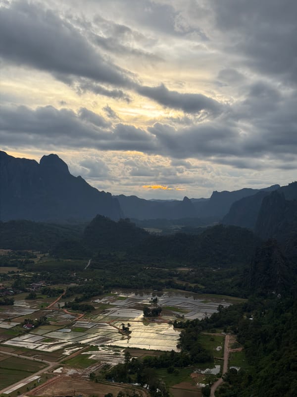 Vang Vieng's karst peaks from the air and up close