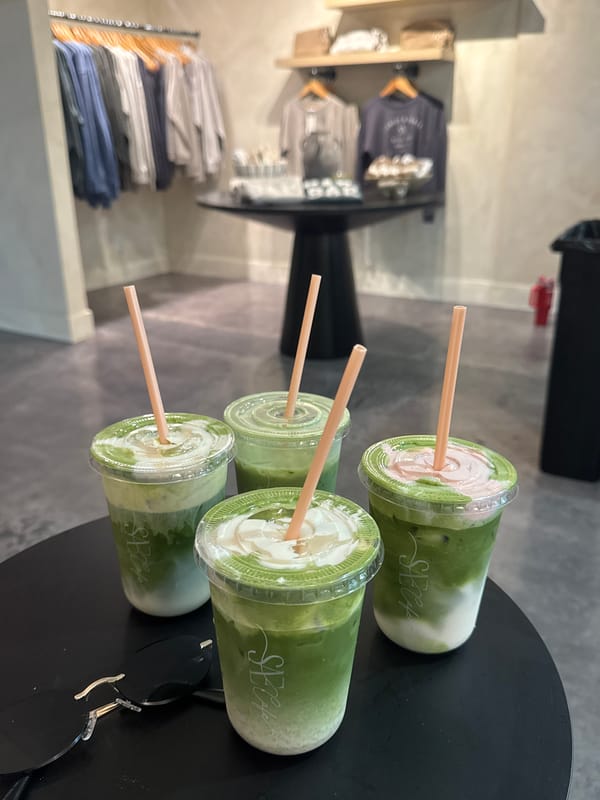 Matcha lattes at Hollywood boutique cafe