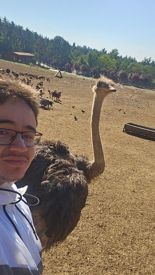 Selfie with an ostrich at a Stara Zagora enclosure