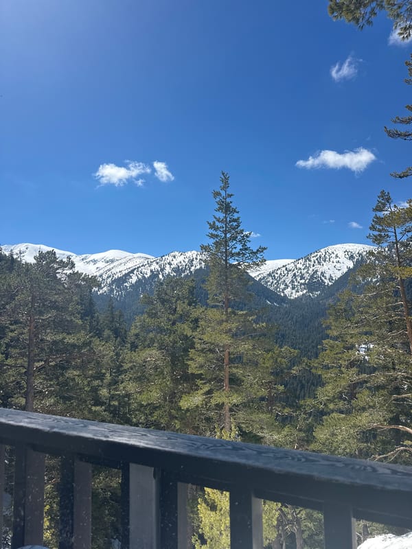 Mountain vista observed from elevated deck in Samokov, Bulgaria