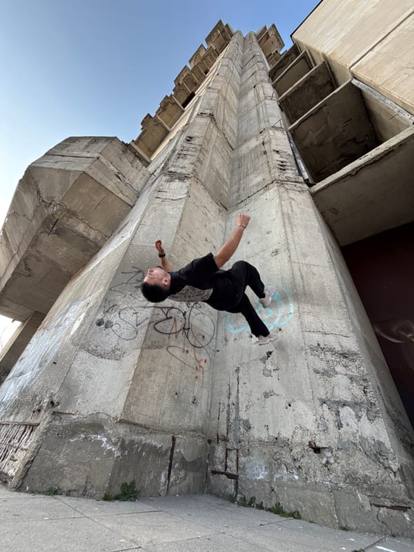 Acrobatic performance at Bulgaria's 1300 Years Monument in Shumen