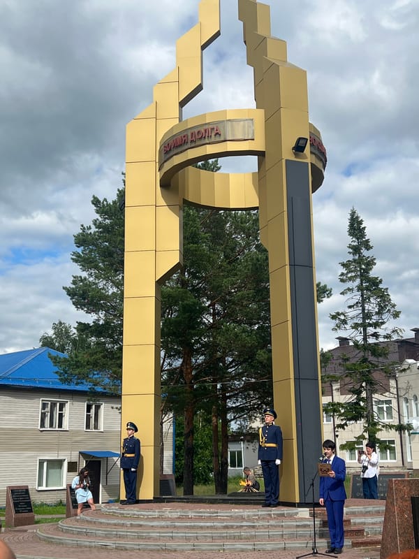 At a war memorial in Mezhdurechenskiy, Russia