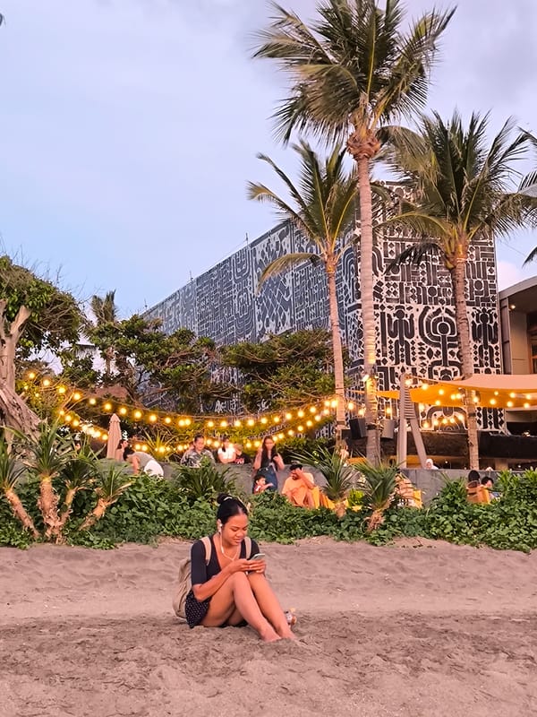 Evening beach life captured in North Kuta during sunset
