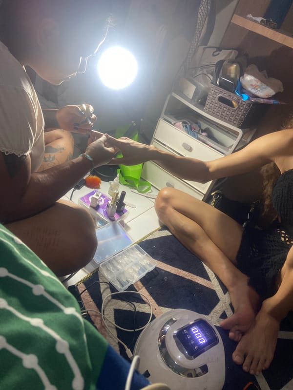 Nail care session documented in Kuta, Indonesia