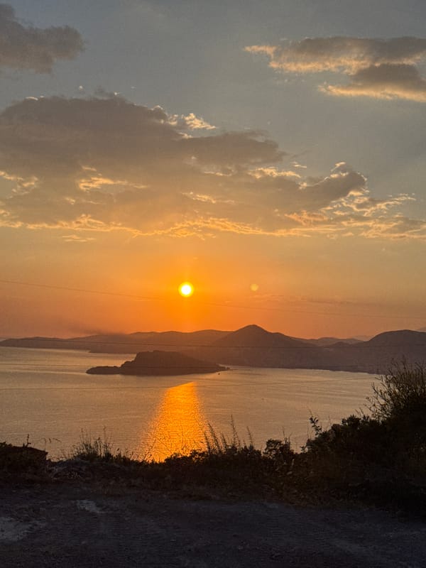 Sunset observed over water near Tudorovići, Montenegro