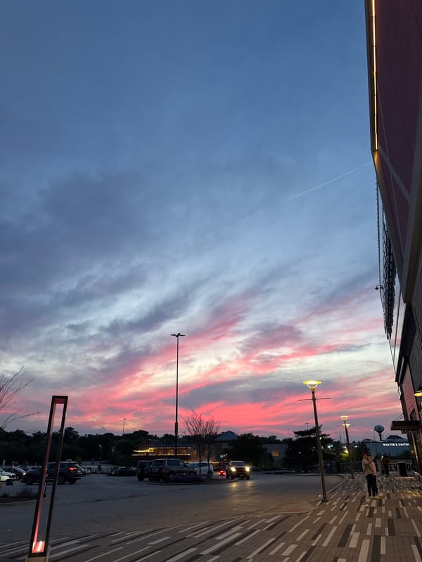 Evening retail and sunset scenes documented in Oak Brook