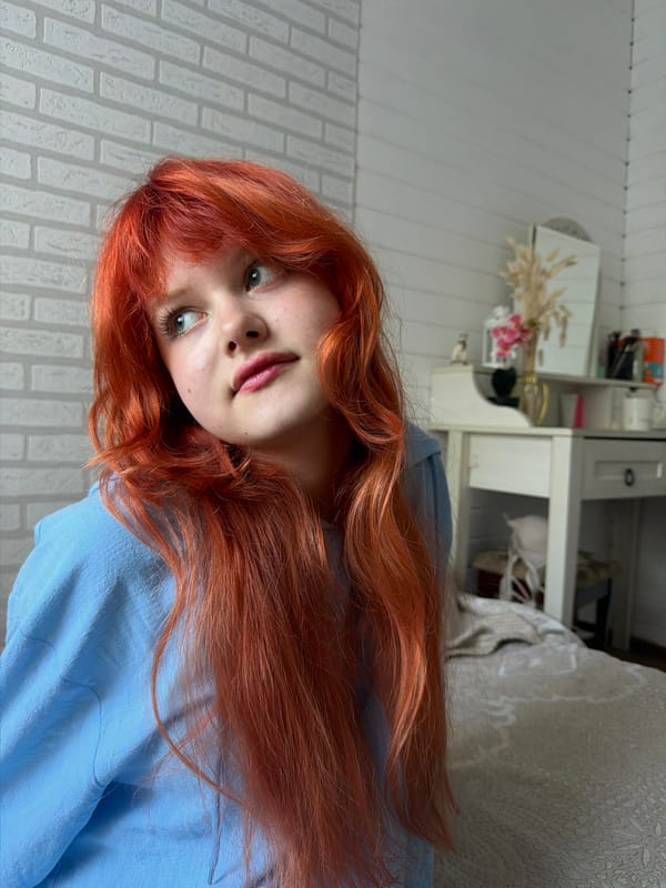 Close-up portrait series with bright red hair, Sochi