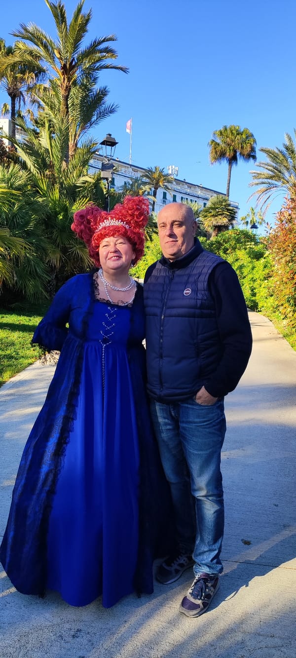 Outdoor theatrical performance staged in Sanremo park setting