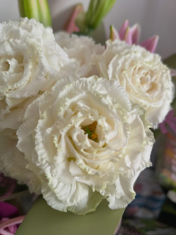 Close-up details of colorful mixed flower bouquets