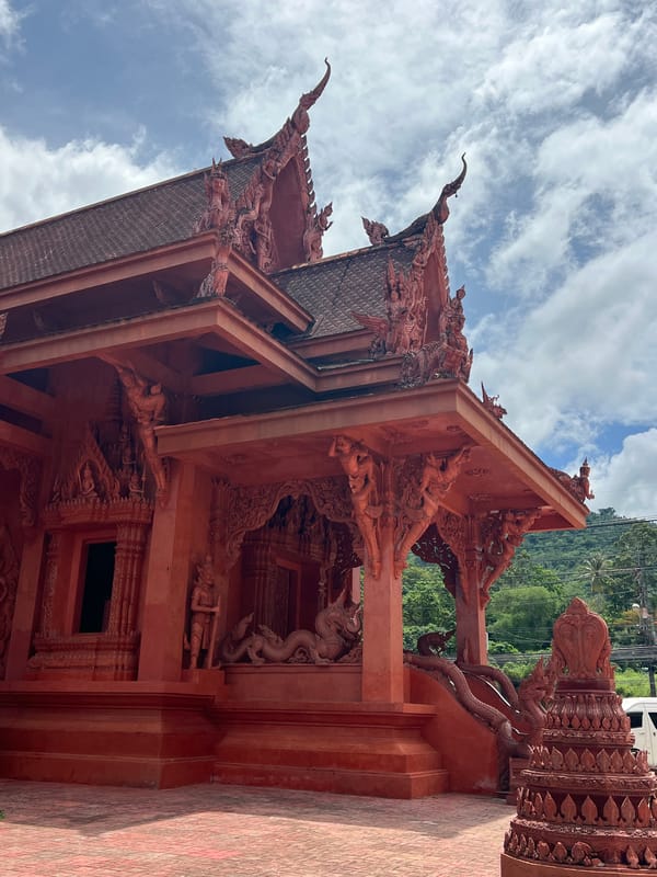Exploring a red temple complex and its surroundings in Ko Samui