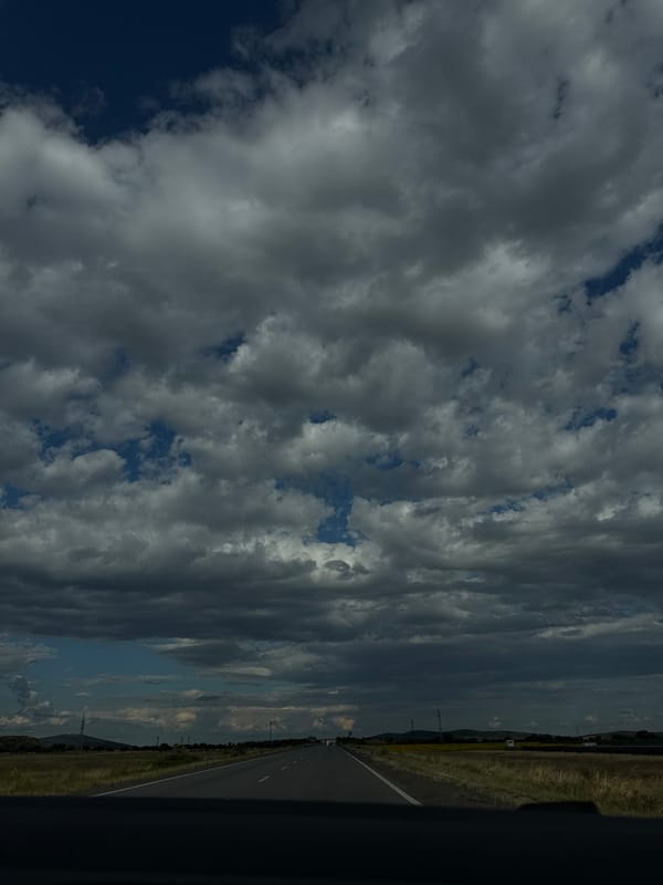 Open road under brooding storm clouds, Sliven, Bulgaria