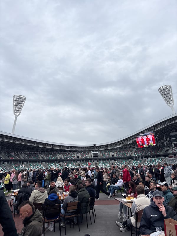 Crowds gather at Minsk stadium for outdoor sports viewing