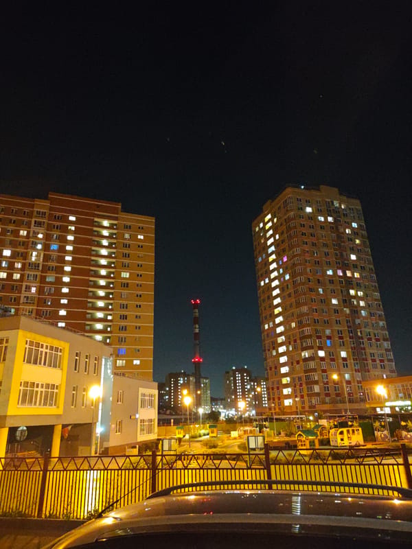 Shcherbinka nights: apartment towers and a Chihuahua at home