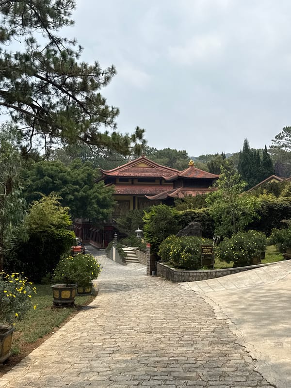 Early morning visit documented at Da Lat monastery gardens