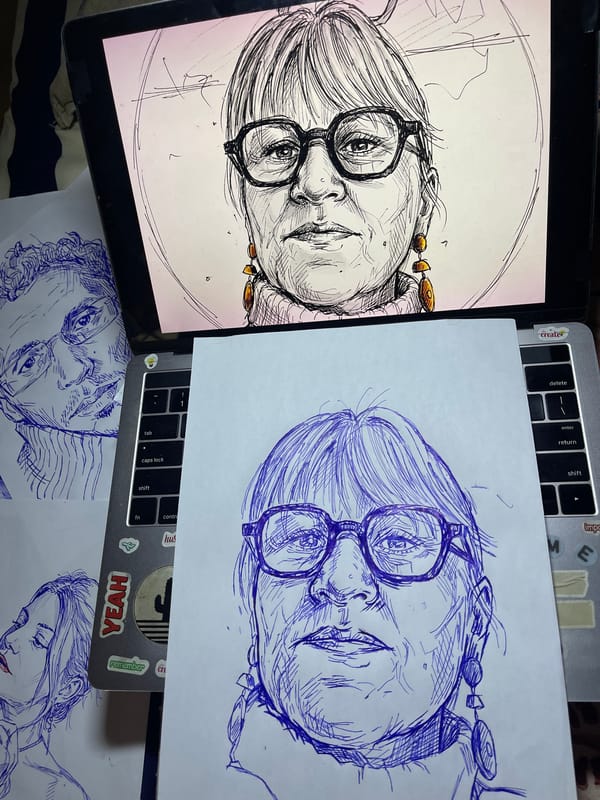 Portrait sketching session in Jos captures glasses-wearing subjects