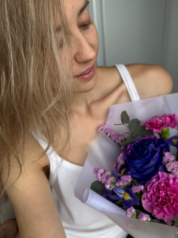 Close-up series of a mixed flower bouquet in Chaikovsky