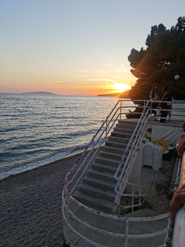 Sunset evening along the Adriatic coast in Općina Gradac