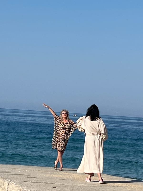 Three people spotted on seaside pier in Alanya, Turkey
