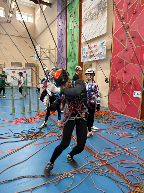 Indoor climbing training session held at Berezniki gymnasium