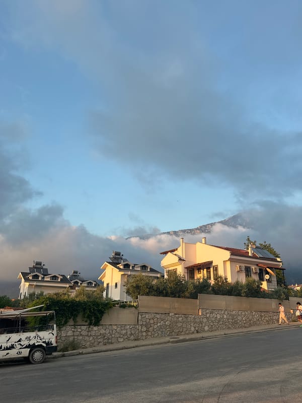 Sunset street scene documented in Fethiye residential area