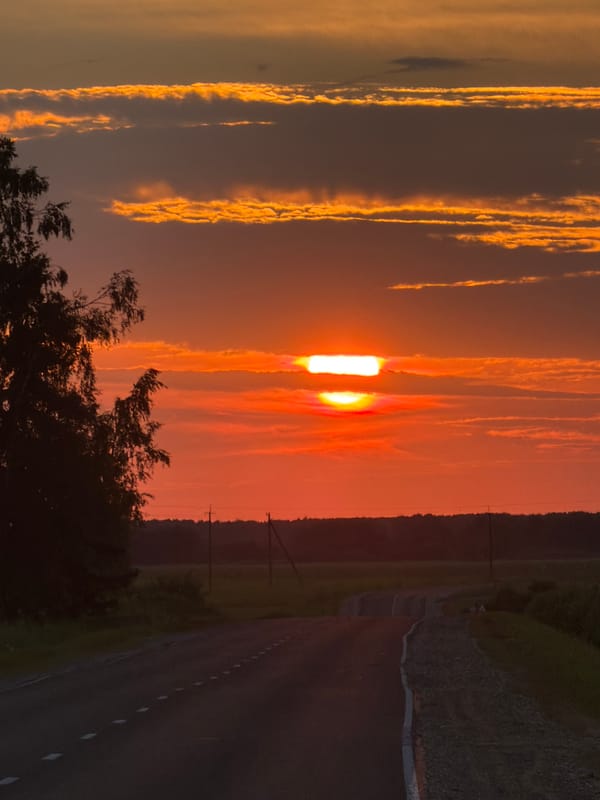 Quiet outdoor scenes: rural roads, still water, abandoned aircraft