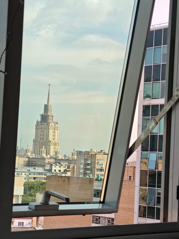 Moscow skyline: Stalin-era landmarks and glass towers side by side