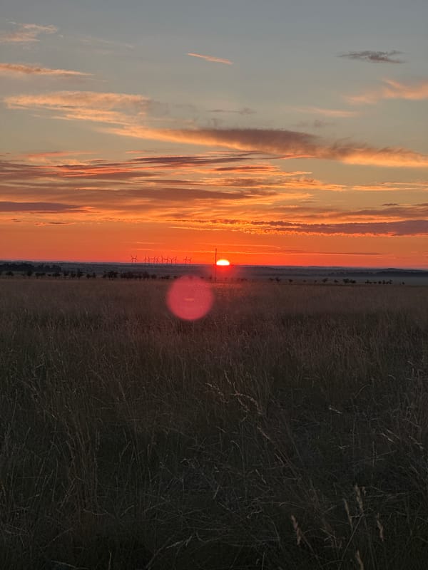 Sunset over rural Bereznyakovka landscape in Kazakhstan
